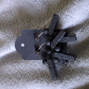 Black lava stone crystal earrings